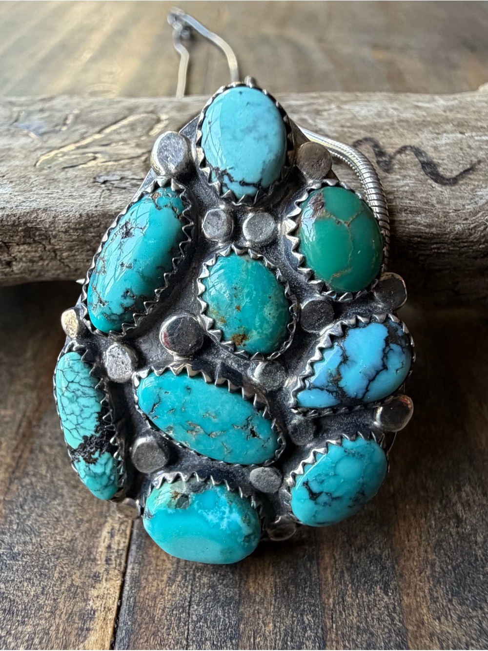 Turquoise Cluster Pendant Necklace/Brooch
